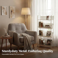 With Wheels Multi-Tier Rolling Rack Space Saving 5-Tier Mobile Bookshelf Heavy-Duty Utility Rolling Rack accessibleShelf Design for Homeowners, Students, Teachers, Living Room, Bedroom, Kitchen, Office
