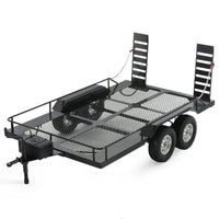 Crawler Trailer with Dual Axles Heavy-Duty RC Metal Trailer with Ramps Low-Profile for Trail Recovery