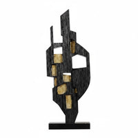 Black Gold Sculpture Decor Luxury Look Abstract Geometric Sculpture Minimalist Style Abstract Statue for Office