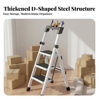 Foldable Folding Step Stool Space Saving Portable V-Shaped Ladder Non-Slip Feet V-Shaped Step Ladder Sturdy Construction for Homeowners, DIY Enthusiasts, Indoor, Kitchen, Garage, Office