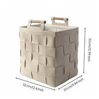 Woven Leather Basket Rigid Structure Laundry Hamper Breathable Home Storage for Closet