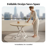 Foldable Design Round Folding Table Space-Saving Portable Round Utility Table adaptable Small Dining Furniture Easy Setup for Apartment Dwellers, Street Vendors, Balcony, Indoor, Outdoor, Backyard