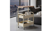 Mobile Bedside Table Space-Saving Design Sofa End Table with Wheels Easy to Clean Rolling Storage Rack for Kitchen, Office