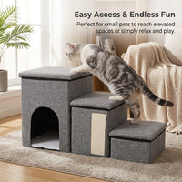 Dog Steps for Bed and Sofa with Foldable Space Saving Design, Pet Stairs for Small with Anti-Slip Bottom, Bedroom Living Room