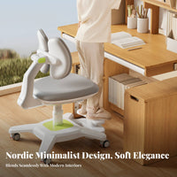 Height Adjustable Ergonomic Student Posture Chair Adaptive Double spine supportrest Ergonomic Splitspine support Chair Stable Base children's Furniture Soft Padded for Students, Kids 6-12, Parents, Studying, schoolwork, Study Room, Bedroom