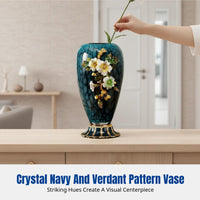 Enamel Glass Vase, Luxury Western Style, Decorative Accent for Living Room, Entryway