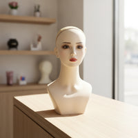 Realistic Mannequin Head with Shoulders Female Hairpiece Head Matte Display Bust Cosplay for Cosplayers, Salons
