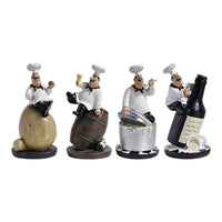 4 Pieces Chef Figurine Jolly Resin Figurine Charming for Cafe