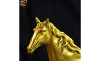 Brass Horse Figurine Gold-Toned Home Decor Craft Piece for Office Display