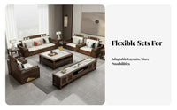 New Chinese Design Sofa Set Firm-Support Sponge Cushions Ebony Wood Sofa Combination Accent Pillows Included Solid Hardwood Furniture Room Furniture