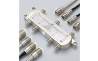 6-Way Coaxial Splitter 75-Ohm Coaxial Splitter with Mounting Ears 5-2400 MHz Power Passing for CATV Installations