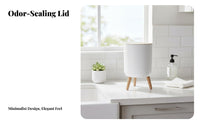 High Leg Trash Can Space-Saving Size Press Top Waste Bin Round Trash Can with Lid 7L Capacity Round Garbage Bin Easy to Clean