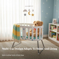 Paintsafe Finish Bedside Sleeper Foldable Convertible Oval Crib Rocking Function Infant Cradle Multifunctional for Newborns, New Parents, Toddlers, Bedroom, Travel, Home, Living Room