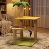 Coconut Tree Cat Climber Activity Centre with Round Base, Sisal Scratching Tree Indoor Playhouse for Adult Cats, Premium Paradise Sisal Rope
