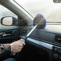 Washable & Reusable Pads Telescopic Windshield Cleaning Tool Lightweight Design Long Handle Glass Cleaning Brush Anti-Slip Grip Microfiber Defogging Wand for Trucks
