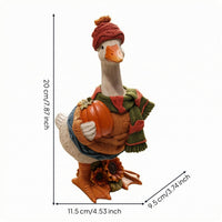 Pumpkin Duck Ornament Hand-Crafted Decorative Duck Figurine Resin Home Decoration