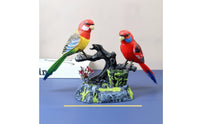 Detailed Parrot Figurine Tropical Parrot Statue Realistic Figurine with Branch Base Lifelike for Collectors