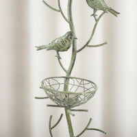 Outdoor Garden Stake with Bird Nest Rustic Iron Flower Insert with Birds Distressed Metal Bird Garden Stake Decorative for Gardeners, Homeowners, Courtyard, Planters