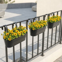 3 Pieces Railing Planter Space Saving Hanging Planter Rectangular Plant Holder for Gardeners, Patio