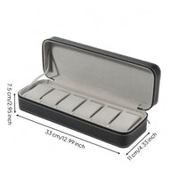Zipper Closure Zippered Watch Case Cushioned Slots Padded Watch Organizer Leather-Like Contrast Stitching
