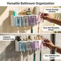 Manual Toothbrush Holder, Automatic Wall Mounted Toothbrush Organiser, Clear PET for Family Bathroom, Multiple Slots