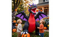Outdoor Inflatable Dragon with Pumpkin Spooky Halloween Inflatable Large Decorations Portable for Lawn