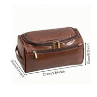 Front Zipper Pocket Barrel Toiletry Bag PU Leather Cosmetic Bag Glossy Finish Travel Cosmetics Case