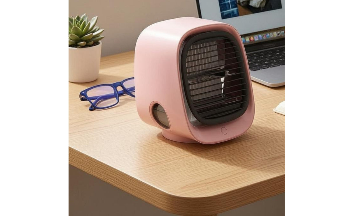 Turbine Air Circulation Nanomist Cooling Fan Rounded Rectangular Mini Air Cooler Front Grille Tabletop Air Cooler Transparent Window