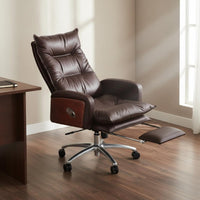 Luxurious Cushioning Reclining Office Chair Footrest Ergonomic Leather Computer Chair for Executives