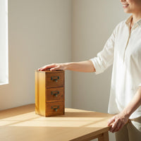 Multi-Drawer Storage Box Sturdy Wood Retro Desktop Cabinet Mini Apothecary Cabinet Removable Drawers Wooden Card Catalog