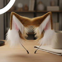 Faux Animal Ear Headband Handmade Animal Ear Cosplay Headwear Soft & Comfortable Fuzzy Animal Ears for Girls, Women, Live Broadcasting, Parties