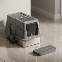 Stainless Steel Cat Litter Box Odor Control Enclosed Cat Waste Container Leakproof Pet Toilet