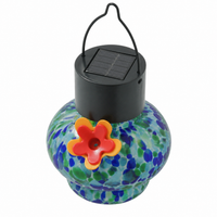 Outdoor Solar Lantern Tinted Glass, Multicolor Outdoor Solar Lighting with Hook, Decorative Garden Solar Lamp