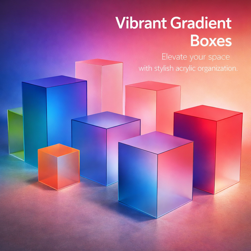 Acrylic Display Case Organizer Box, Gradient Material Design, Storage for Shelves for Desk, Stationery for Teens