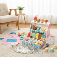 Ice Cream Shop Toy with Apron Imaginative Ice Cream Parlor & Imaginative Set Tabletop for Kids, Young Children, Playroom, Preschool