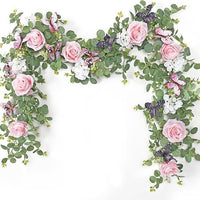 Artificial Rose Vine with Butterfly Pendant for DIY Decor