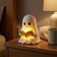 Reading Spirit Lamp Smiling Face Spirit Night Light Resin Material Reading Light Figurine for Bedroom