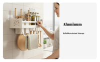 Drillno-Drill Installation Multifunctional Utensil Holder Multi-Functional Wall-Mounted Holder Space-Saving Kitchen Organizer Includes Hooks for Apartment Dwellers, Organization Enthusiasts, over the Counter, Pantry, Bathroom, Entryway
