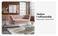 Nordic design Tufted plush fabric Sofa Light Luxury Design Small Couch Slim Metal Legs Loveseat dense Foam padding for Apartment Dwellers, Homeowners, pairs, Living Room, Lounge Area, Office, Bedroom
