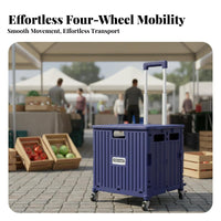 Lightweight Foldable Utility Cart Telescoping Handle Folding Utility Cart Large Capacity Portable Shopping Trolley Multifunctional for Campers, Travelers, Shoppers, Camping, Travel, Home Use, Outdoor
