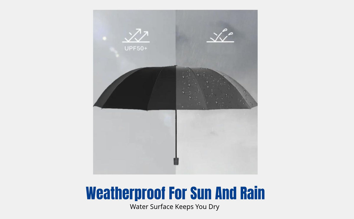 Umbrella, Sun Protection, Black Coating, Manual Folding, Windproof, Fishing, All-Weather, 8-Rib Sturdy Frame