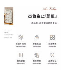 儿童书架落地带轮移动置物架家用多层书本收纳架客厅靠墙置物架子 白色四层
