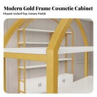 Cosmetic Product Shelving Sturdy & Stable Multi-Layer Display Shelf Luxurious Aura Gold Metal Display Stand for Adults, Bedroom, Living Room, Washroom