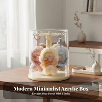 Acrylic Case Transparent Cover Rotating Doll Display Stand Dustproof 360 Rotating Display Rack for Collectors, Teens, Desktop, Desk, Shelves