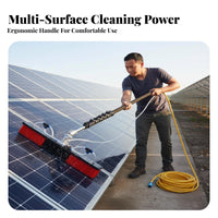 Two-in-One Use Solar Panel Cleaning Brush Portable Photovoltaic Panel Washing Tool Multi-Purpose Telescopic Water Fed Pole Brush Adjustable Length for Homeowners, Professional Cleaners, Facility Managers, Outdoor, Rooftops, Building Exteriors