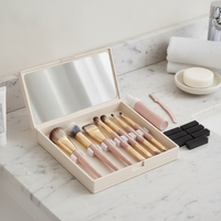 Portable Makeup Brush Set with Mirror & Storage Box, Mini Travel Contour Eyeshadow Brushes