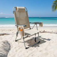 Folding Lounge Chair Low Slung Camping Chair with Headrest Padded for , Beach