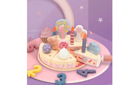 Wooden Cake Toy Smooth Painted Finish Wooden Pretend Cake Printed Decorative Details for Children