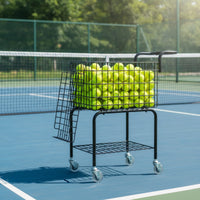 Tennis Ball Cart Wheeled Tennis Cart with Wheels Portable Ball Basket with Stand Coaches