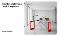 Spacious worksurface Panel Leg Desk Natural Wood Look Large Desk with Metal Legs Multi-Purpose Office Furniture Modern Design for Remote Workers, Professionals, Homeowners, Conference Room, Studio, Bedroom
